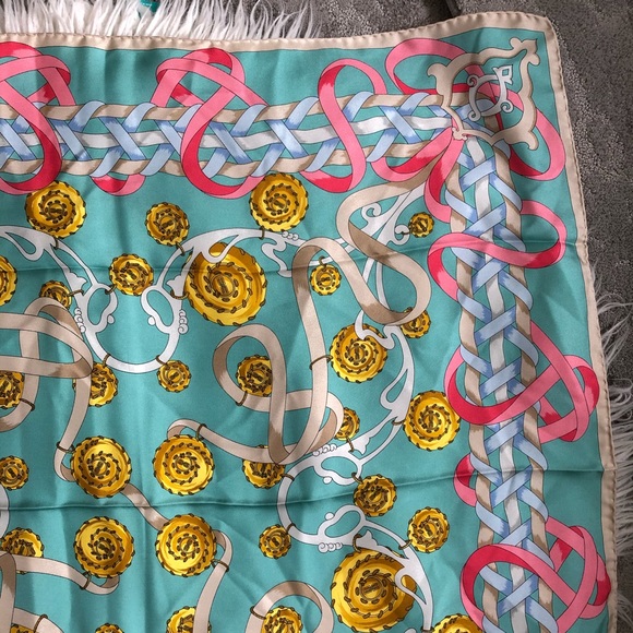 SOLD Balenciaga Vintage 100% Silk Ribbon Print Sca - Picture 3 of 8